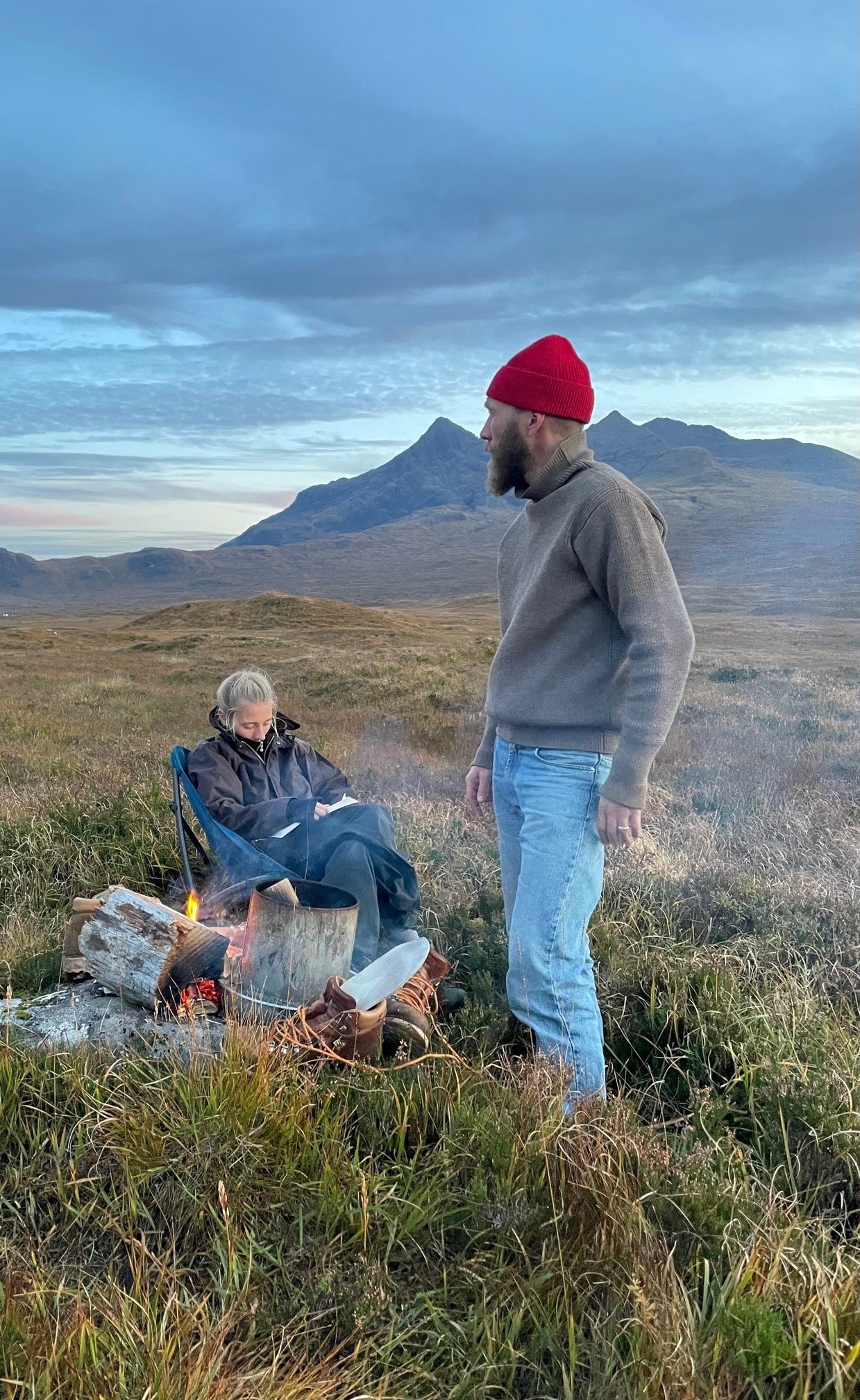 Mikkel in Scotland wearing Sailor Turtleneck and Beanie Medium